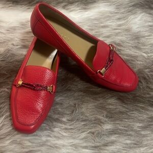 TALBOTS BECCA BRAID SOFT PEBBLE FLATS  SIZE 8M BEAUTIFUL RED AND SOFT LEATHER